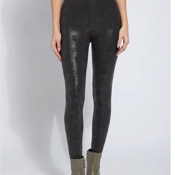 Lysse women's M Matilda Foil Legging in Black Snake faux leather EUC - Picture 1 of 8